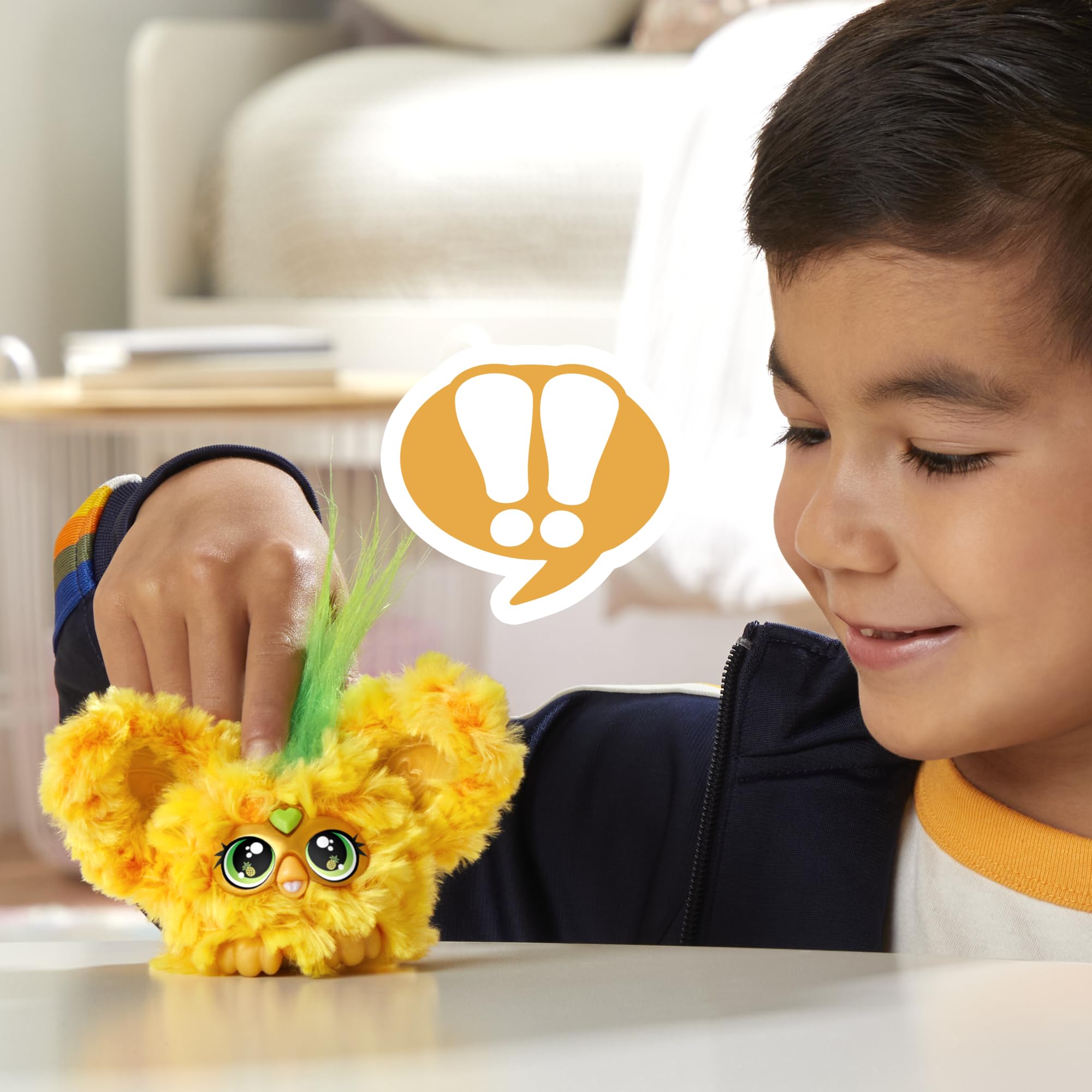 Furby Furblets Hoo-Lah Pineapple Mini Friend – 45+ Sounds, Speaks Furbish, Keychain Clip for Kids Ages 6+