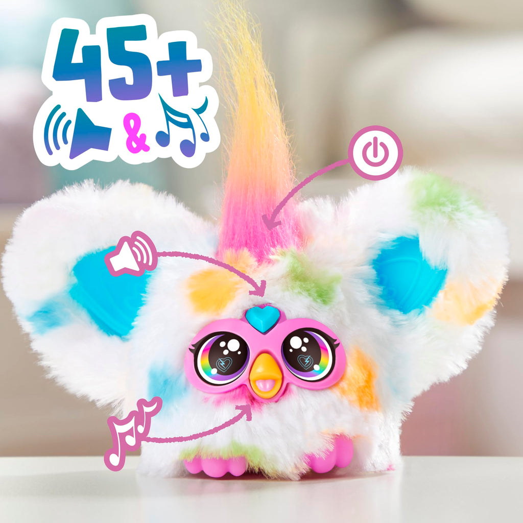 Furby Furblets Loo-Lay Mini Friend: Gamer Plush with 45+ Chiptune Sounds & Backpack Clip
