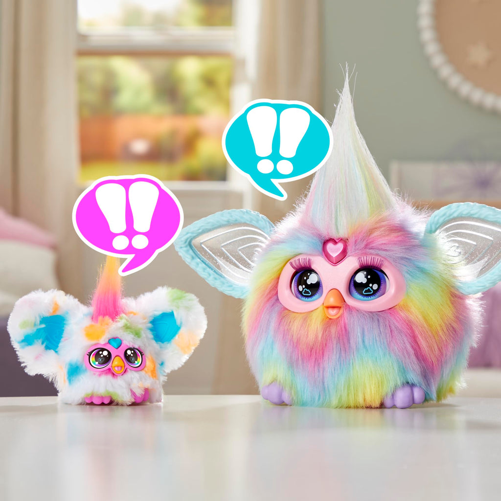 Furby Furblets Loo-Lay Mini Friend: Gamer Plush with 45+ Chiptune Sounds & Backpack Clip