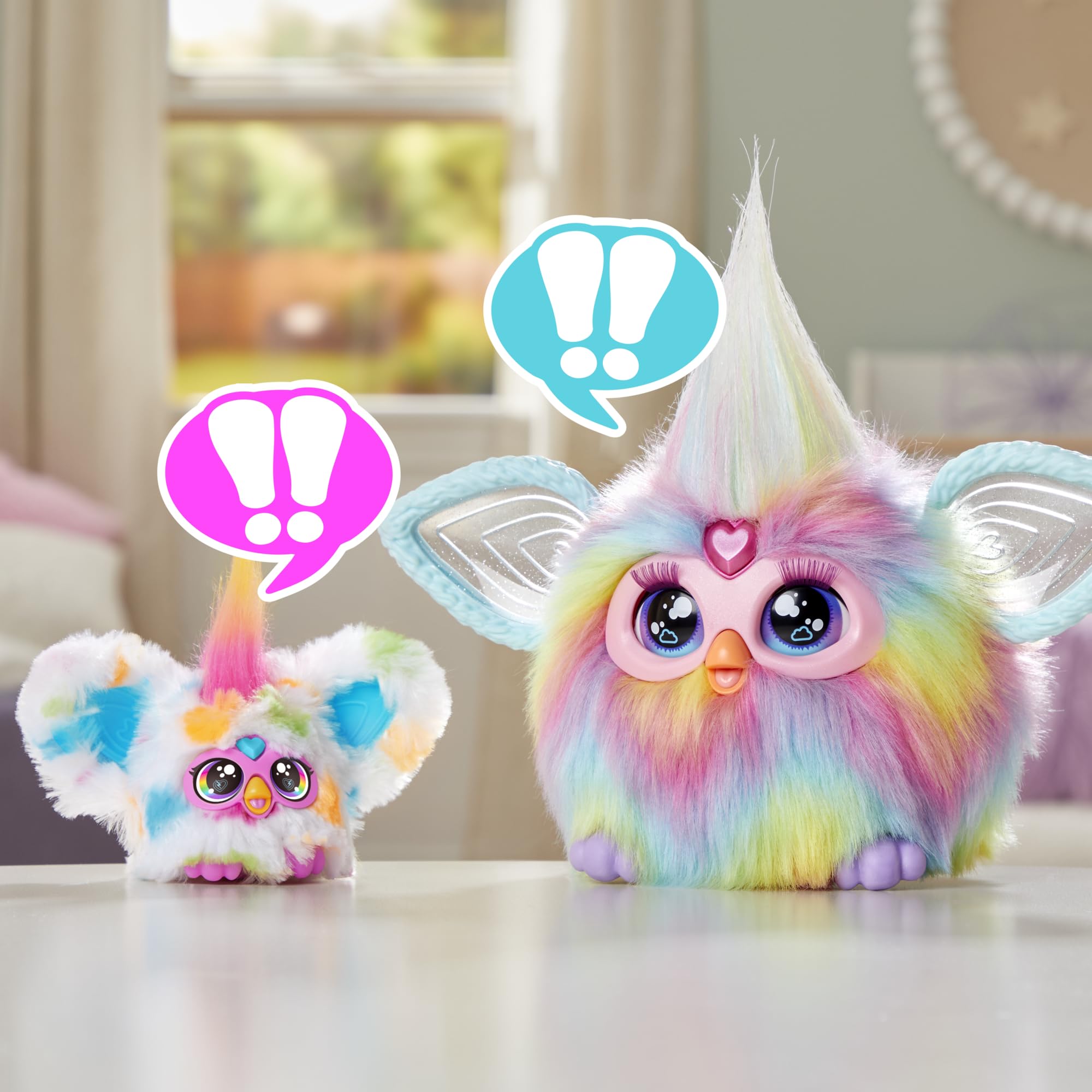 Furby Furblets Loo-Lay Mini Friend: Gamer Plush with 45+ Chiptune Sounds & Backpack Clip