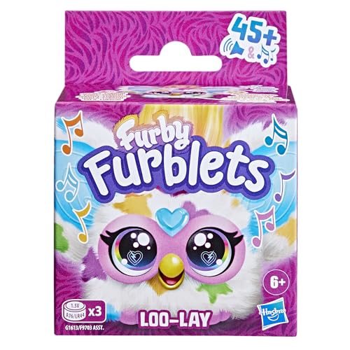 Furby Furblets Loo-Lay Mini Friend: Gamer Plush with 45+ Chiptune Sounds & Backpack Clip