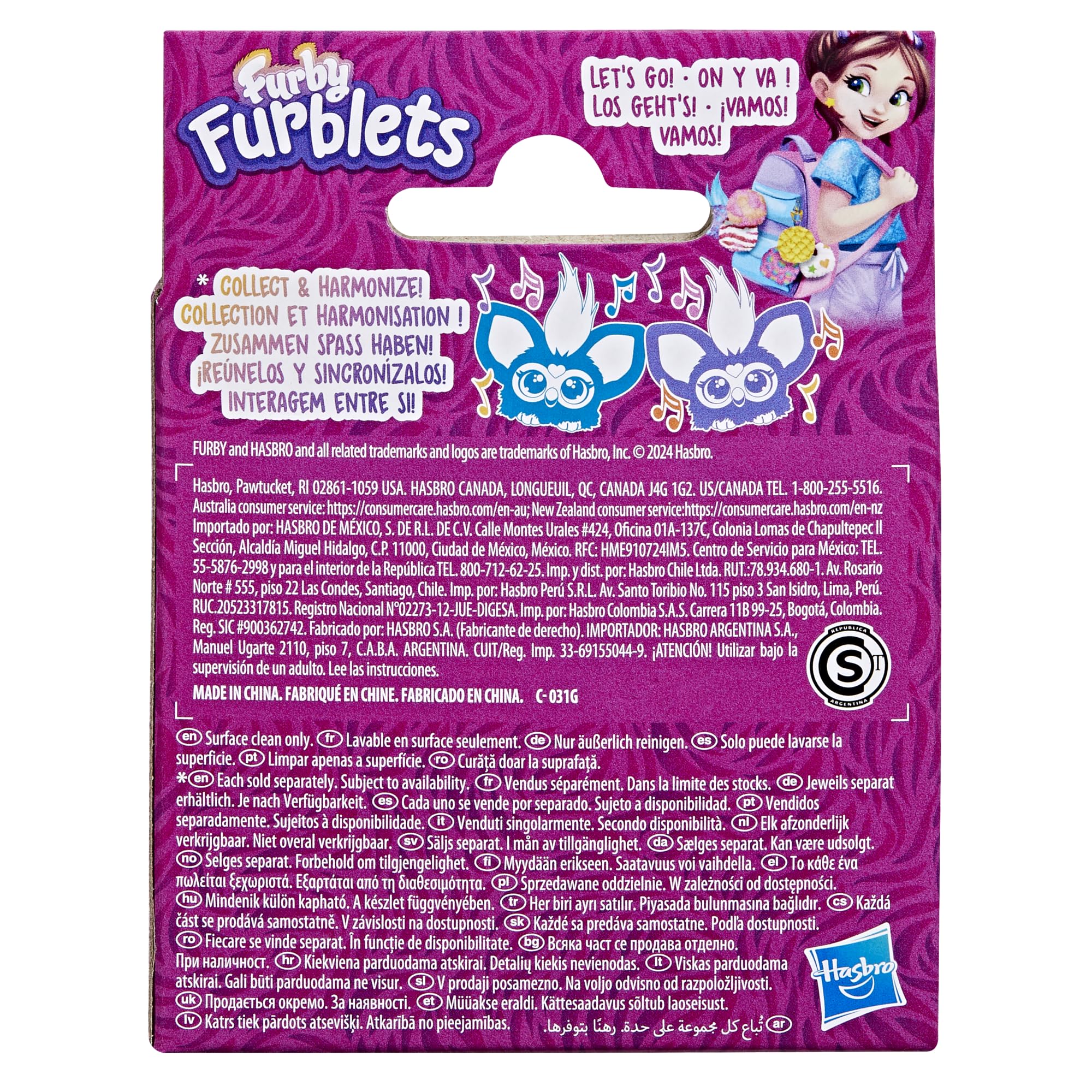 Furby Furblets Loo-Lay Mini Friend: Gamer Plush with 45+ Chiptune Sounds & Backpack Clip