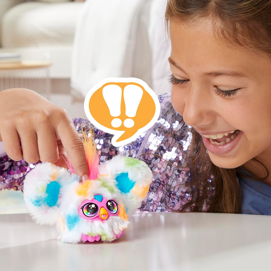 Furby Furblets Loo-Lay Mini Friend: Gamer Plush with 45+ Chiptune Sounds & Backpack Clip
