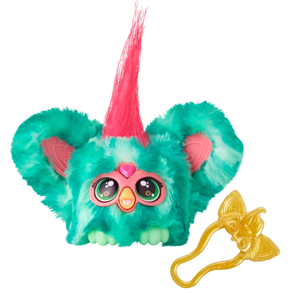 Furby Furblets Mello-Nee Mini Plush Toy with 45+ Sounds and Keychain Clip, Watermelon Red & Green