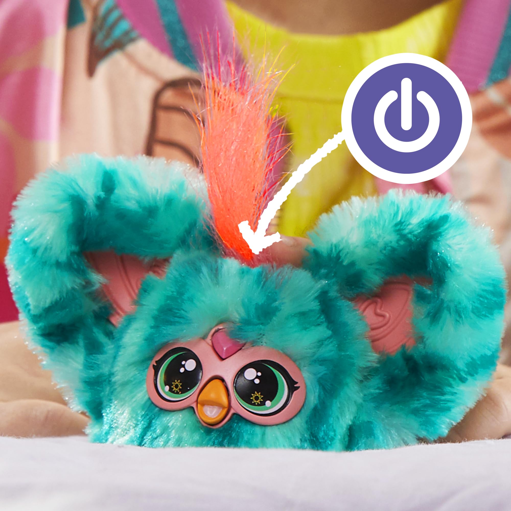 Furby Furblets Mello-Nee Mini Plush Toy with 45+ Sounds and Keychain Clip, Watermelon Red & Green