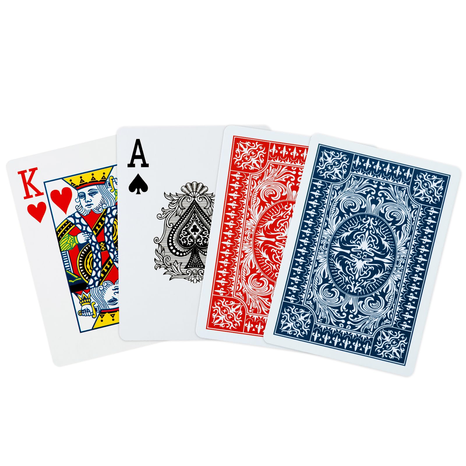 FURWEY 12-Pack Standard Playing Cards – Large Print, Red & Blue Backs for Poker, Blackjack, Euchre, Canasta