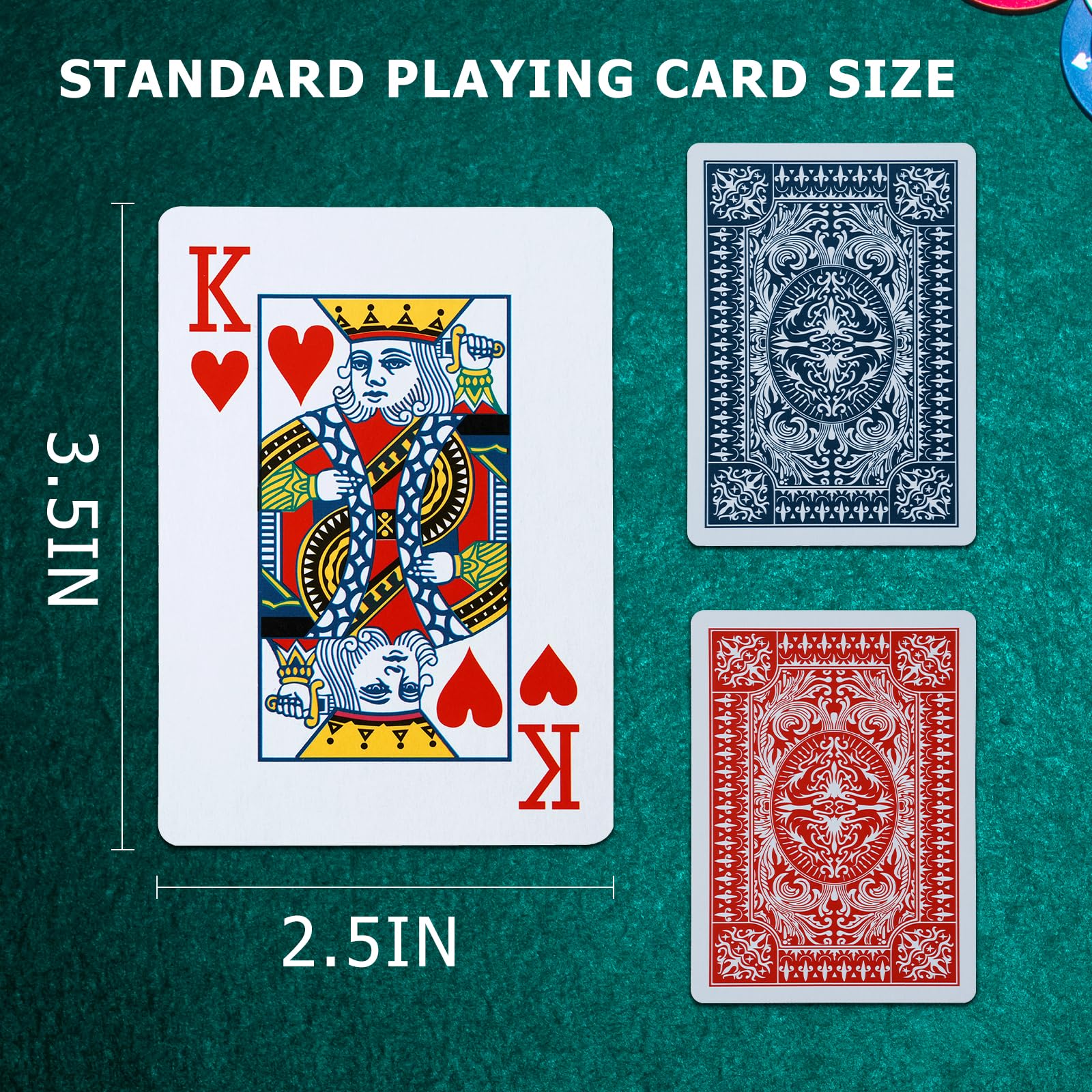 FURWEY 12-Pack Standard Playing Cards – Large Print, Red & Blue Backs for Poker, Blackjack, Euchre, Canasta