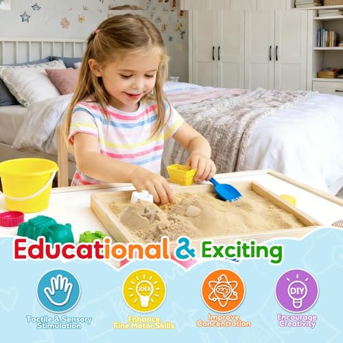 FURWEY Natural Brown Play Sand 3 lbs – Sensory Moldable Sand for Kids, Non-Toxic, Reusable