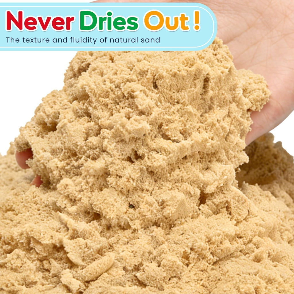 FURWEY Natural Brown Play Sand 3 lbs – Sensory Moldable Sand for Kids, Non-Toxic, Reusable