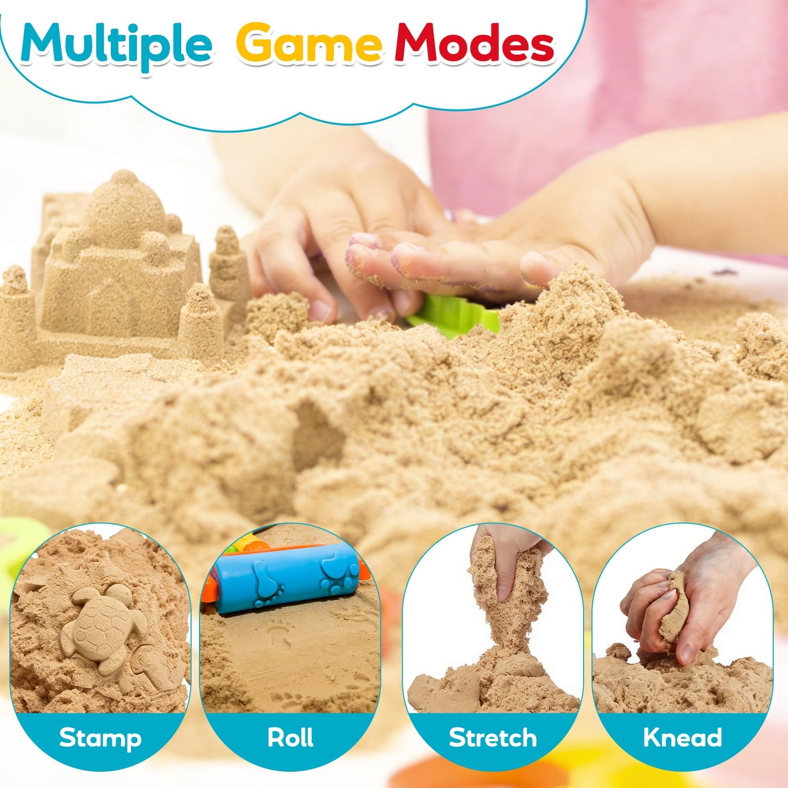 FURWEY Natural Brown Play Sand 3 lbs – Sensory Moldable Sand for Kids, Non-Toxic, Reusable