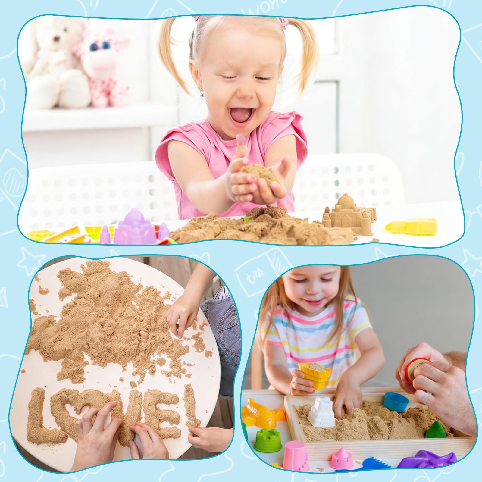 FURWEY Natural Brown Play Sand 3 lbs – Sensory Moldable Sand for Kids, Non-Toxic, Reusable