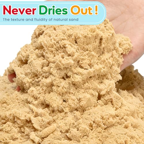 FURWEY Natural Brown Play Sand 3 lbs – Sensory Moldable Sand for Kids, Non-Toxic, Reusable
