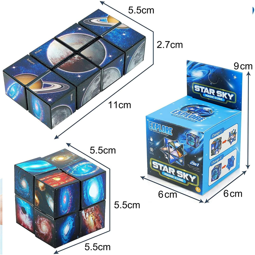 FUSHUI Star Cube Magic Cube 2 in 1 Set – Galaxy Infinity Cube Fidget Toy for Kids & Adults