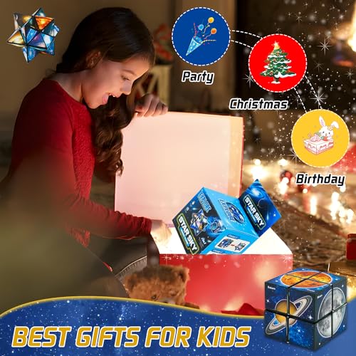 FUSHUI Star Cube Magic Cube 2 in 1 Set – Galaxy Infinity Cube Fidget Toy for Kids & Adults