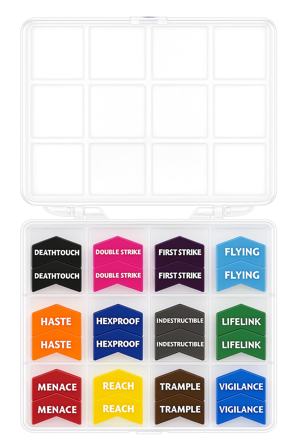 Futhark 72-Piece MTG Keyword Counter Set – Color-Coded Acrylic Tokens with Organizer Case, All 12 Key Abilities