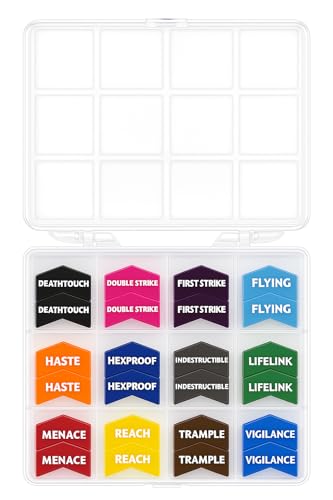 Futhark 72-Piece MTG Keyword Counter Set – Color-Coded Acrylic Tokens with Organizer Case, All 12 Key Abilities