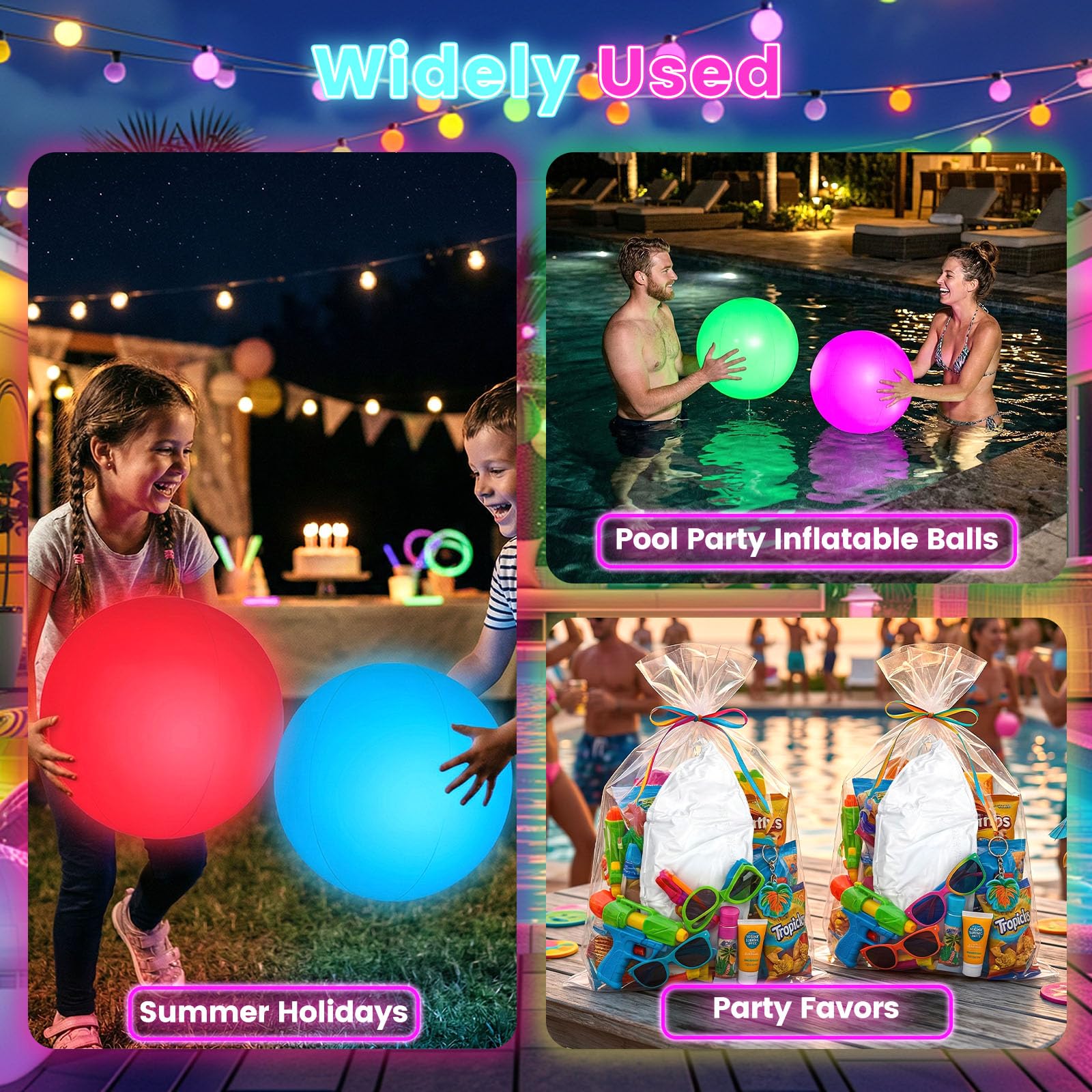 FUTUREPLUSX 2-Pack Light Up Beach Balls - 16 Inch LED Pool Balls with Remote Control, 16 Colors, 4 Modes, Waterproof, for Adults