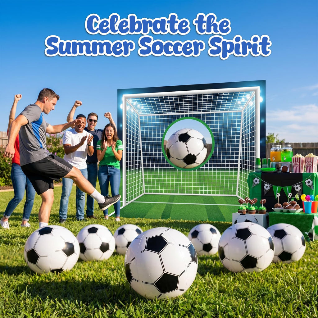 FUTUREPLUSX 8-Pack 12-Inch Inflatable Soccer Beach Balls for Kids - Burst-Resistant PVC Pool Toys & Party Favors