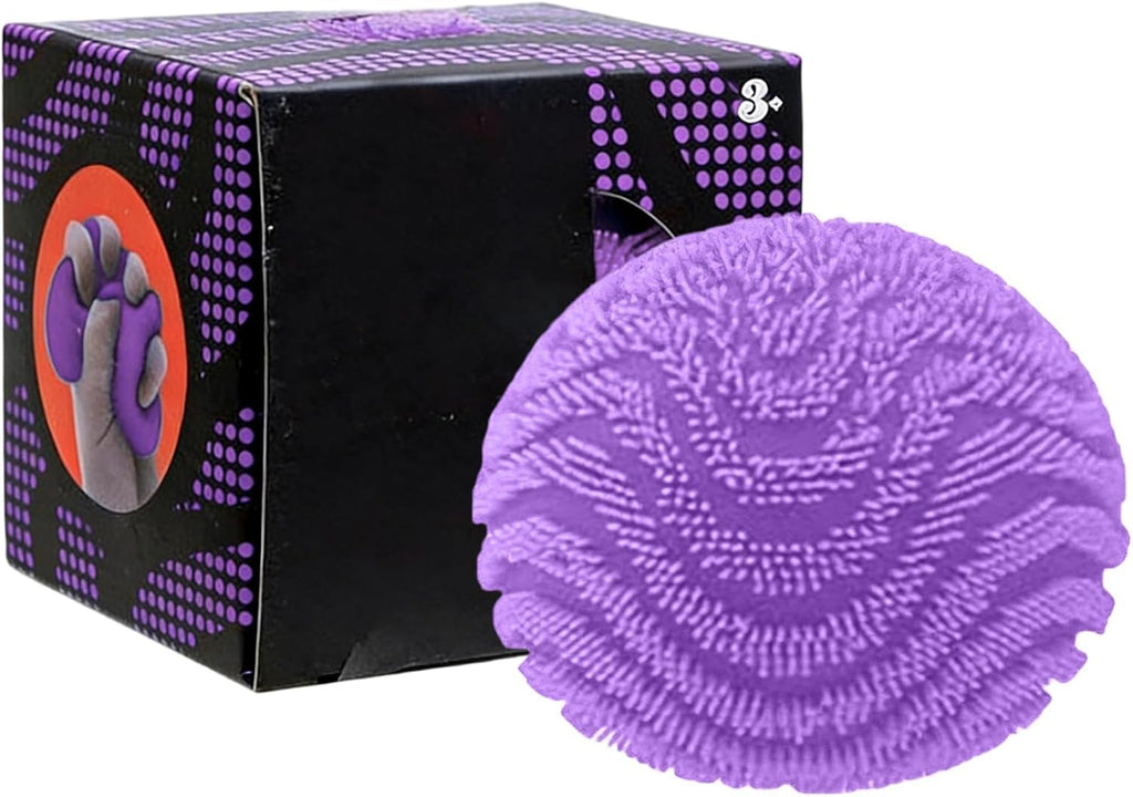 Fuzz Ball Squishy Stress Ball – Purple Slow-Rising Plush Squeeze Toy for Desk Stress Relief