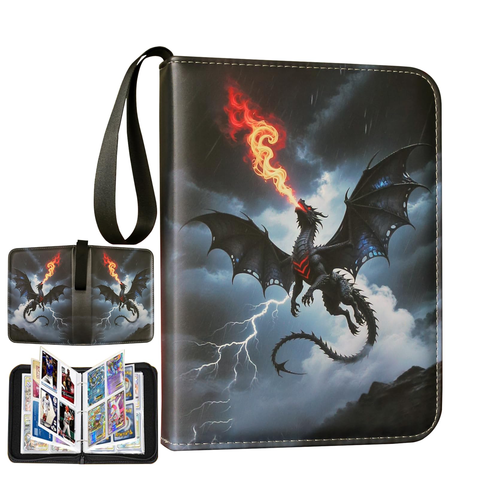 fweel Cool Dragon Trading Card Binder – 4-Pocket Zipper Binder with 400 Pockets for Standard Cards