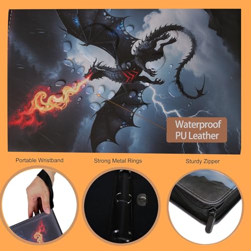 fweel Cool Dragon Trading Card Binder – 4-Pocket Zipper Binder with 400 Pockets for Standard Cards