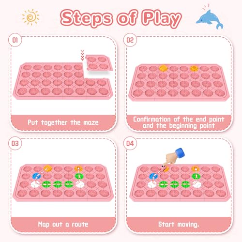 fygurso Pink 32-Piece Logic Road Builder: STEM Toy for Kids Ages 3-8 with 180+ Challenges