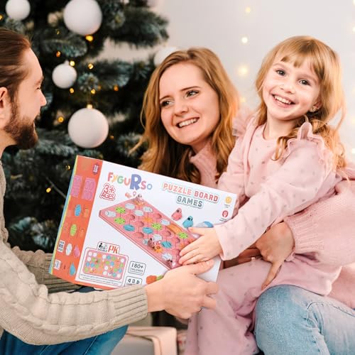 fygurso Pink 32-Piece Logic Road Builder: STEM Toy for Kids Ages 3-8 with 180+ Challenges