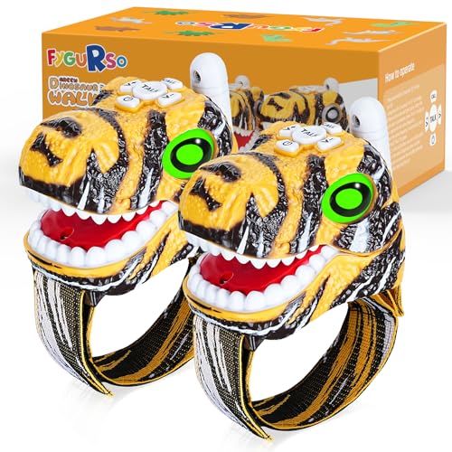 Fygurso Walkie Talkies for Kids 2 Pack - Yellow Dinosaur Design, 3280 ft Range, 48h Battery, Ages 3-8