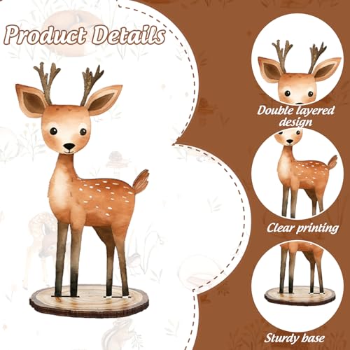 FYSUIMU 12-Piece Woodland Animal Wood Table Signs with Bases – Cute Farmhouse Tiered Tray Decor for Birthday, Baby Shower & Home