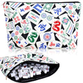 FYSUIMU Empty Mahjong Tile Bag – Black Printed Zipper Case for Tile Storage, Travel, and Parties