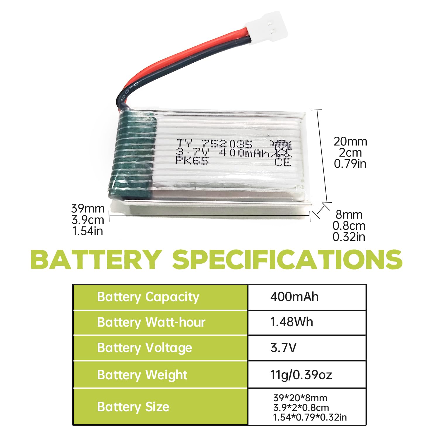 Fytoo 5-Pack 3.7V 400mAh Drone Battery with 5-in-1 Charger for SYMA Q11, H99W, H31, and More (Black)