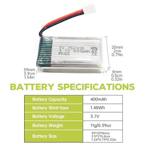 Fytoo 5-Pack 3.7V 400mAh Drone Battery with 5-in-1 Charger for SYMA Q11, H99W, H31, and More (Black)