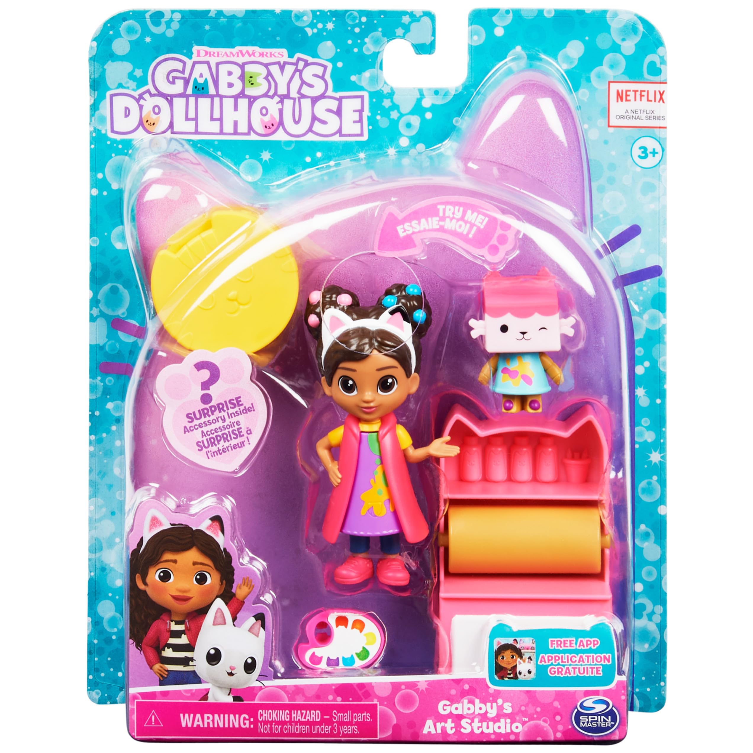 Gabby's Dollhouse Art Studio Set – Includes Gabby Girl Figure, Baby Box Cat, Art Cabinet & Mystery Accessory, for Kids Ages 3+