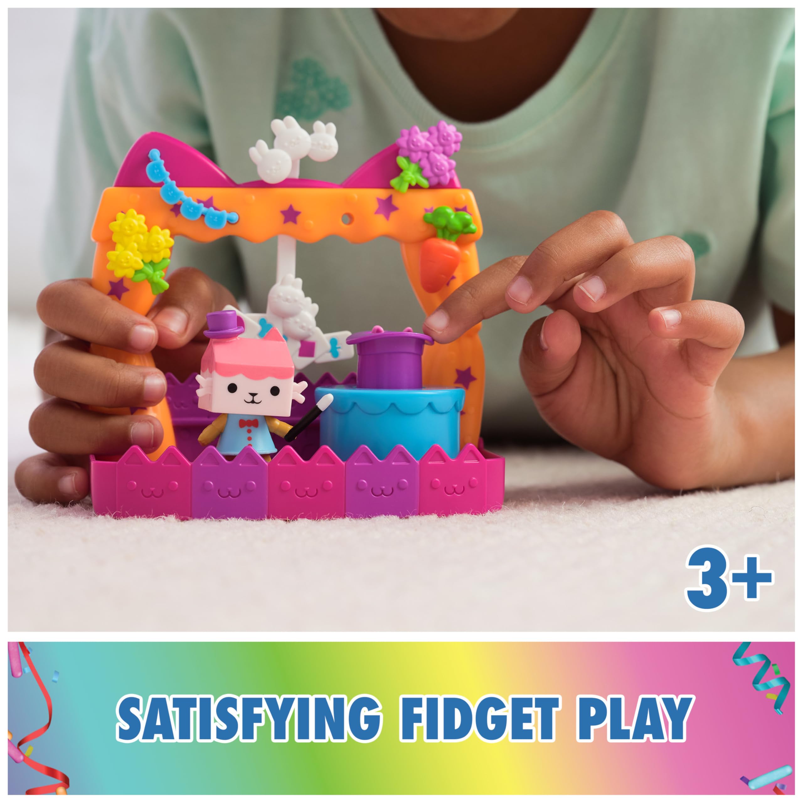 Gabby's Dollhouse Baby Box Talent Show Balcony Playset – 8-Piece Set with Surprise Carrot Charm