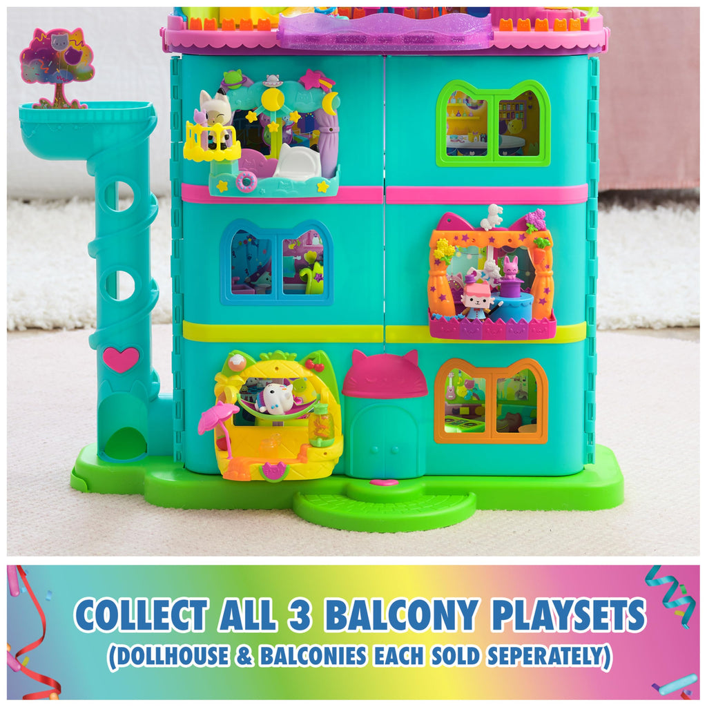 Gabby's Dollhouse Baby Box Talent Show Balcony Playset – 8-Piece Set with Surprise Carrot Charm