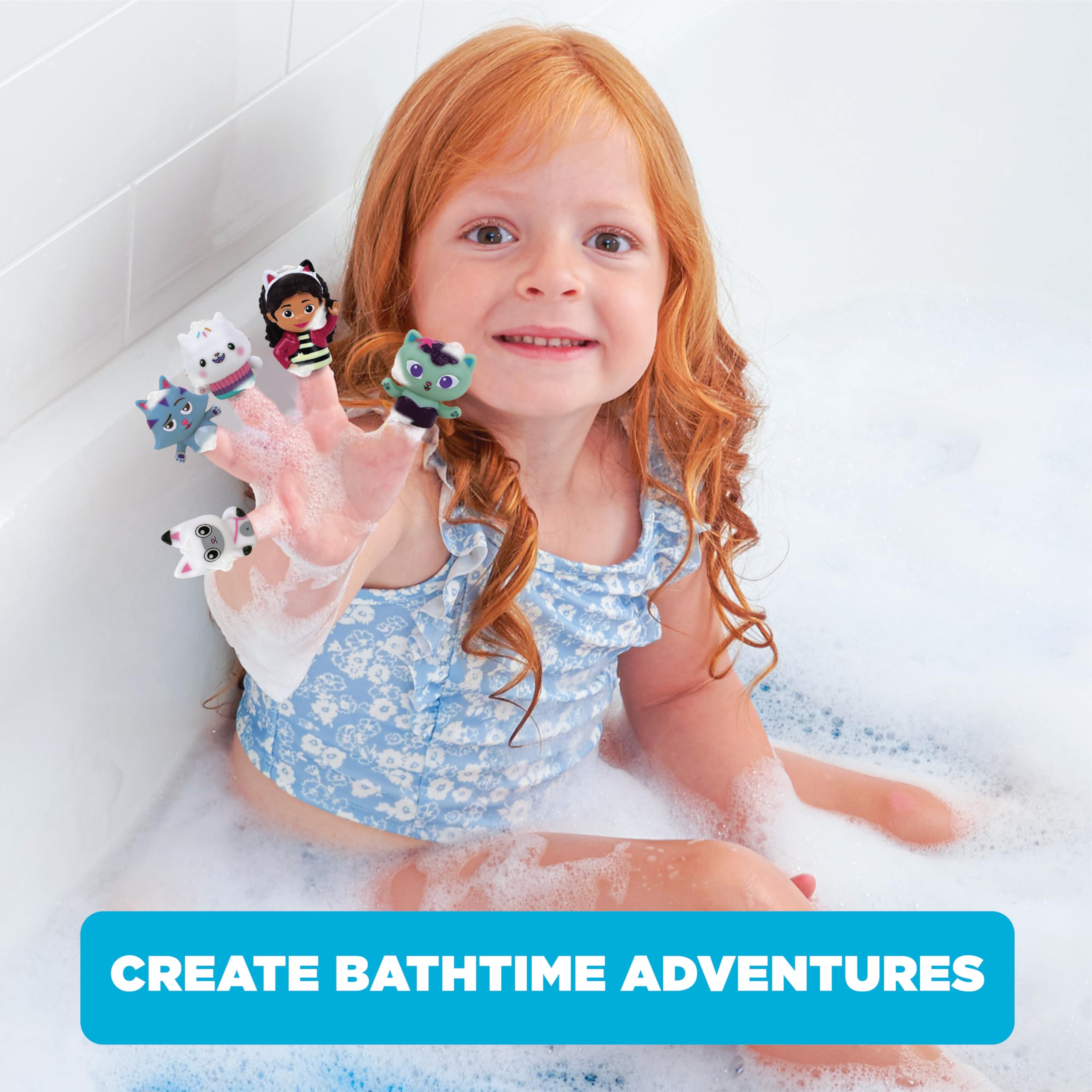 Gabby's Dollhouse Bath Finger Puppets – 10 Waterproof PVC Puppets for Bath, Pool, Story Time & Party Favors