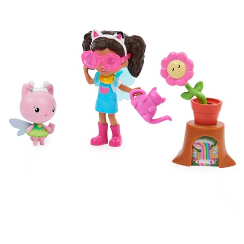 Gabby's Dollhouse Flower-rific Garden Set – Gabby Girl Figure with Sunglasses Action, Kitty Fairy, and Surprise Accessory