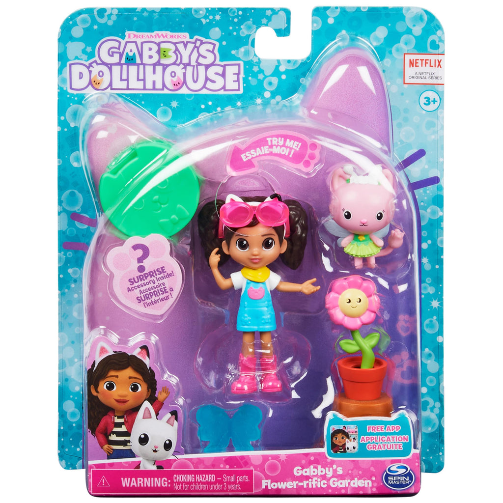 Gabby's Dollhouse Flower-rific Garden Set – Gabby Girl Figure with Sunglasses Action, Kitty Fairy, and Surprise Accessory