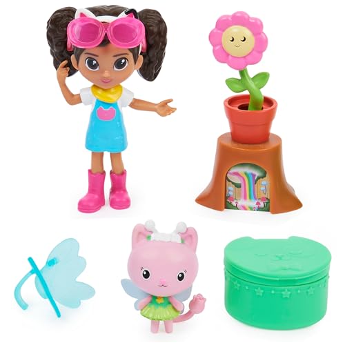 Gabby's Dollhouse Flower-rific Garden Set – Gabby Girl Figure with Sunglasses Action, Kitty Fairy, and Surprise Accessory