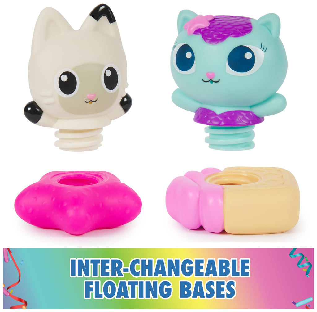 Gabby's Dollhouse Gabby Cat Bath Squirters: Mercat & Pandy Paws Floating Toddler Bath Toys for Ages 3+