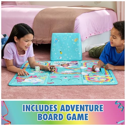 Gabby's Dollhouse Gabby Cat Playmat – 2-Foot Wide Mat with Gabby Girl & Cakey Cat Figures, Dice, and Board Game