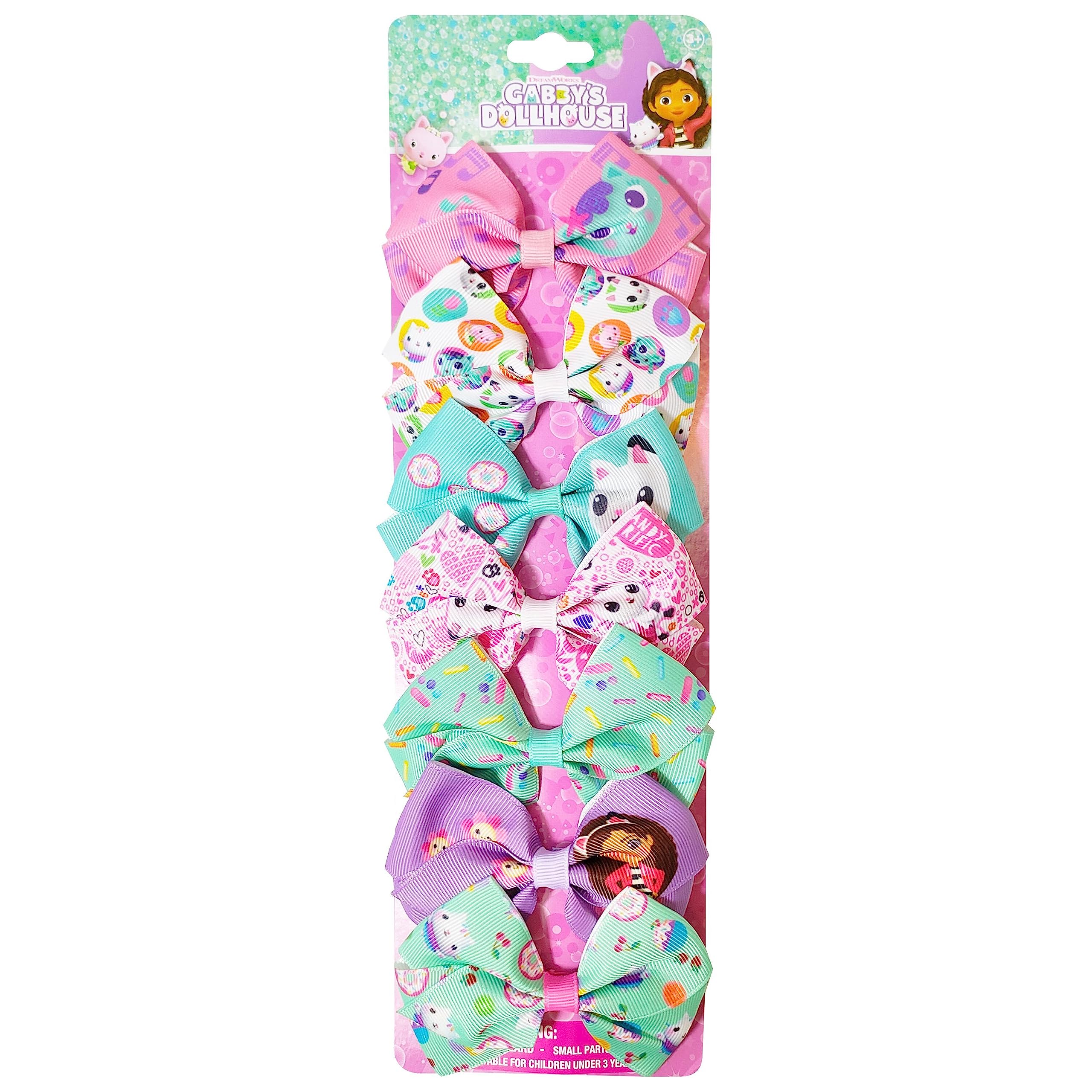 Gabby's Dollhouse Hair Bows Set - 7 Pack 4 Inch Alligator Clips for Girls Ages 3+