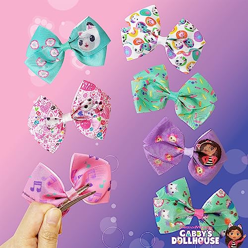 Gabby's Dollhouse Hair Bows Set - 7 Pack 4 Inch Alligator Clips for Girls Ages 3+