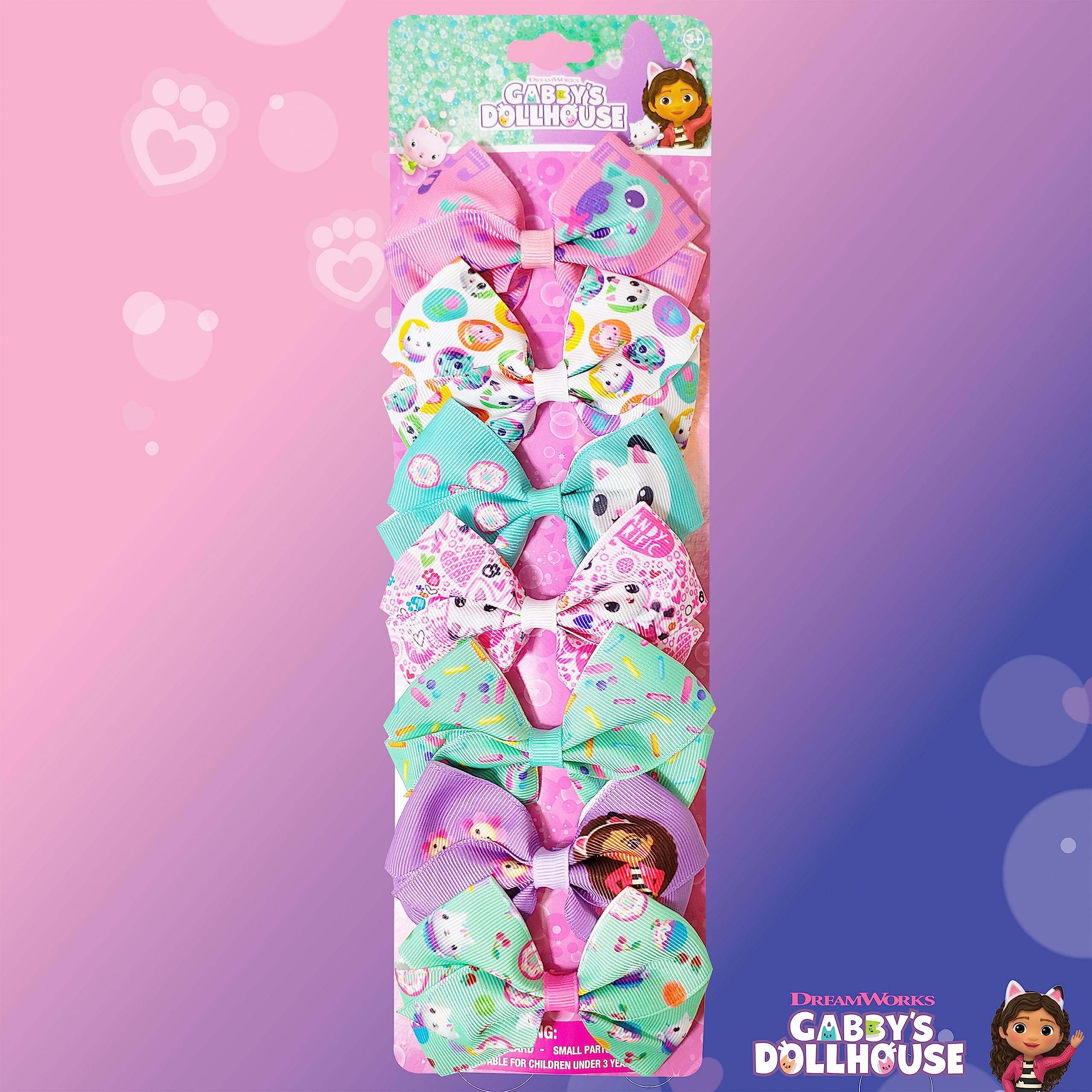Gabby's Dollhouse Hair Bows Set - 7 Pack 4 Inch Alligator Clips for Girls Ages 3+
