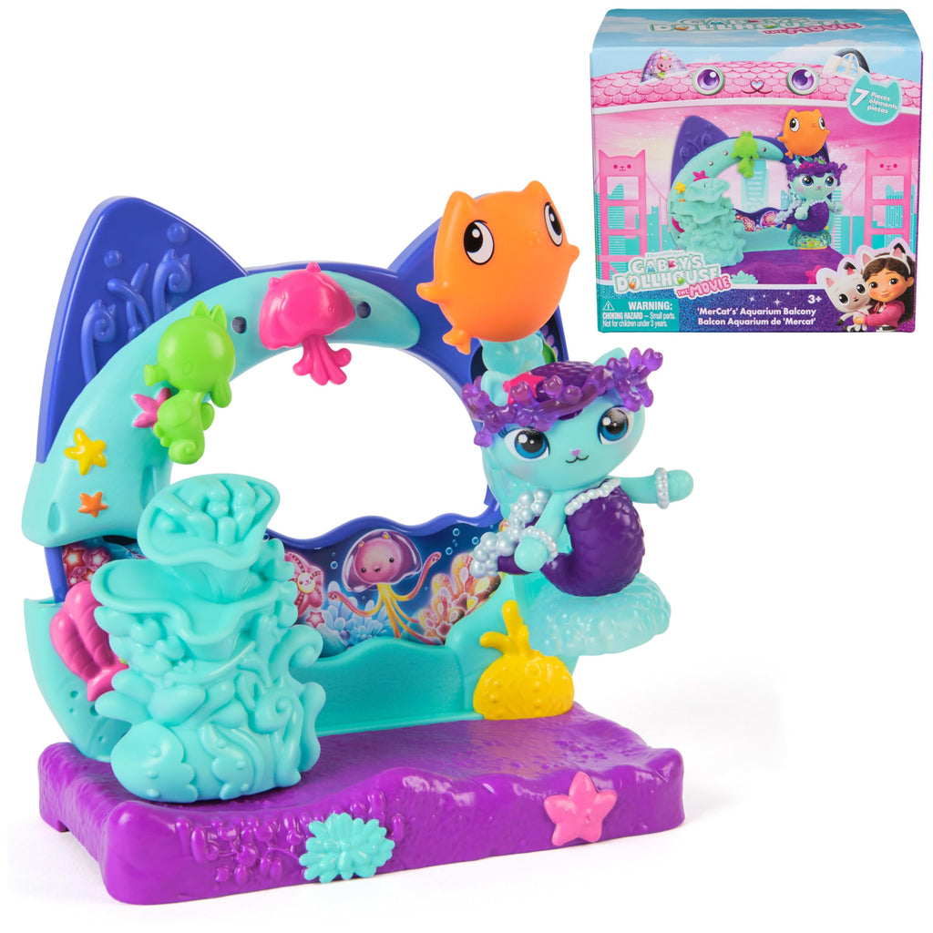 Gabby's Dollhouse Mercat's Aquarium Balcony Playset with MerCat Figure & Accessories