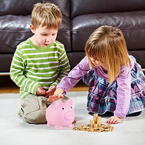 GADIEDIE 2-Pack Unbreakable Piggy Banks for Kids - Pink & Blue Plastic Coin Saver