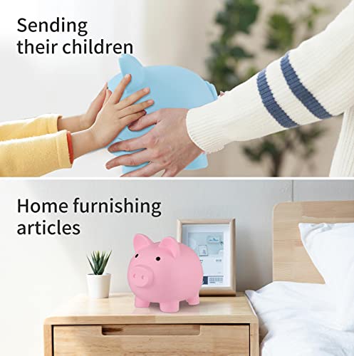 GADIEDIE 2-Pack Unbreakable Piggy Banks for Kids - Pink & Blue Plastic Coin Saver
