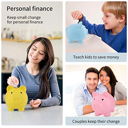 GADIEDIE 2-Pack Unbreakable Piggy Banks for Kids - Pink & Blue Plastic Coin Saver