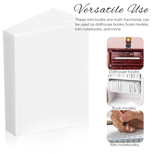 Gadpiparty 50 Mini Dollhouse Books 1:12 Scale - Blank Pages for Crafts & Decoration
