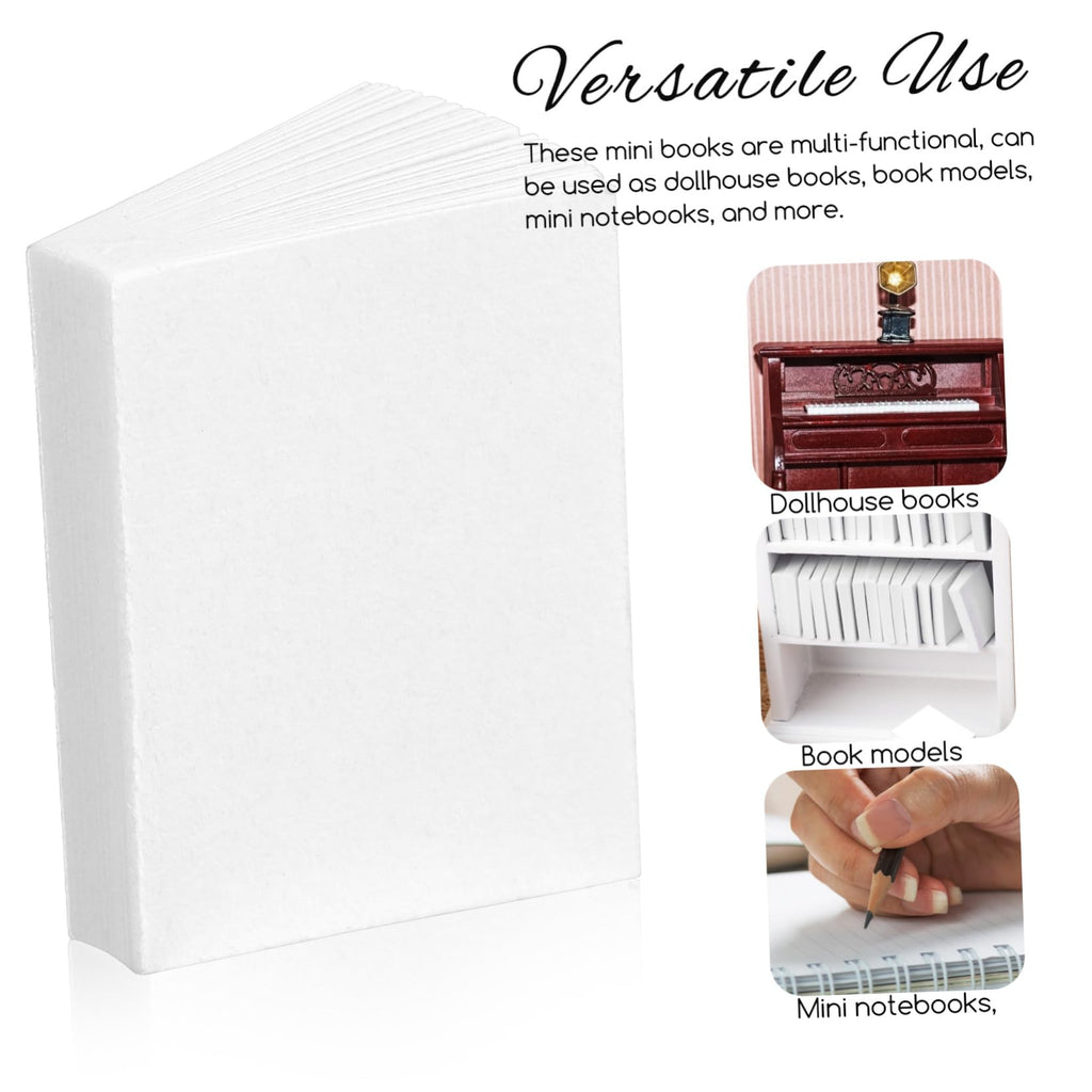 Gadpiparty 50 Mini Dollhouse Books 1:12 Scale - Blank Pages for Crafts & Decoration